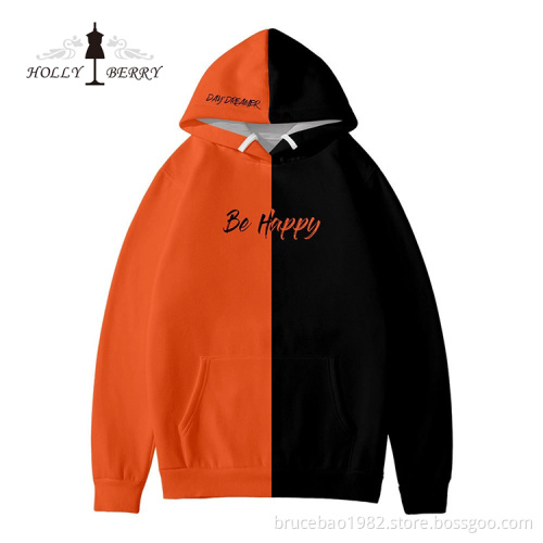 Fashion Contrast Color Printing Knit Hoodie